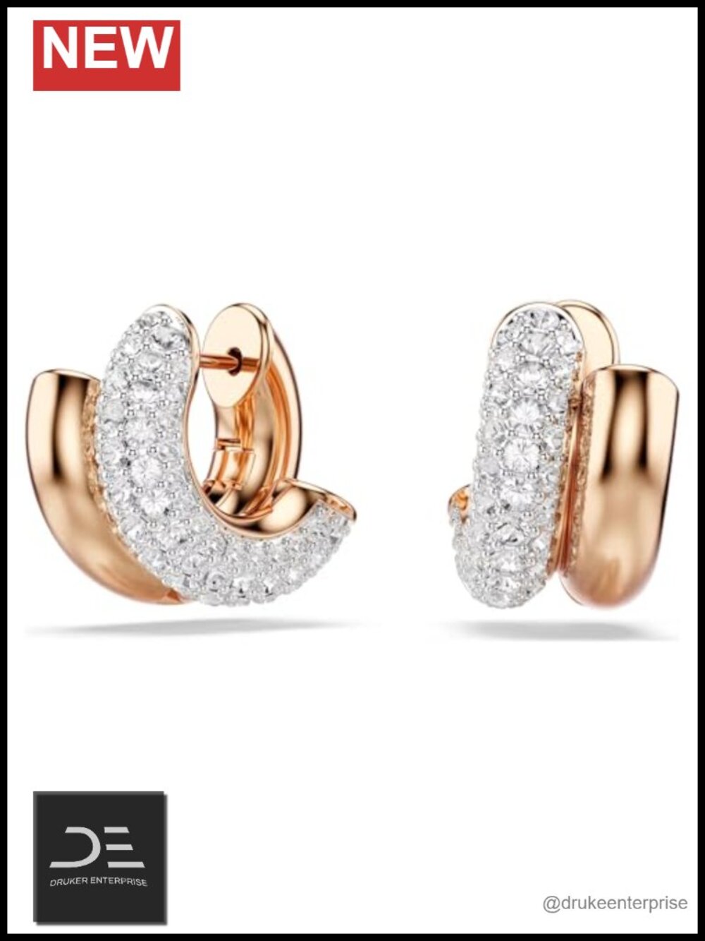 Swarovski Dextera Mini Hoop Earrings Round Cut Rose Gold-tone Plated